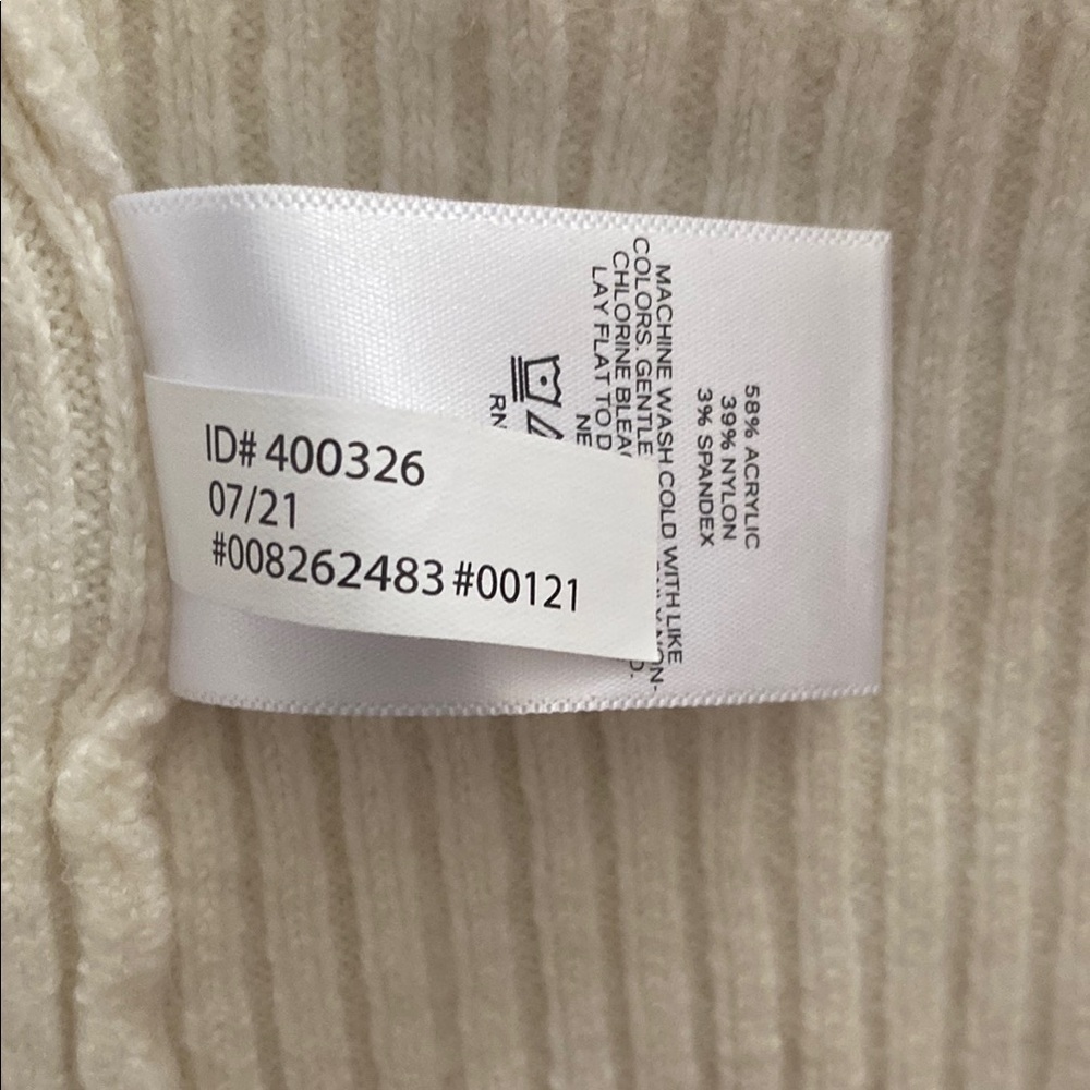 Express Cream Ribbed Knit Crew Neck Sweater - Picture 7 of 7